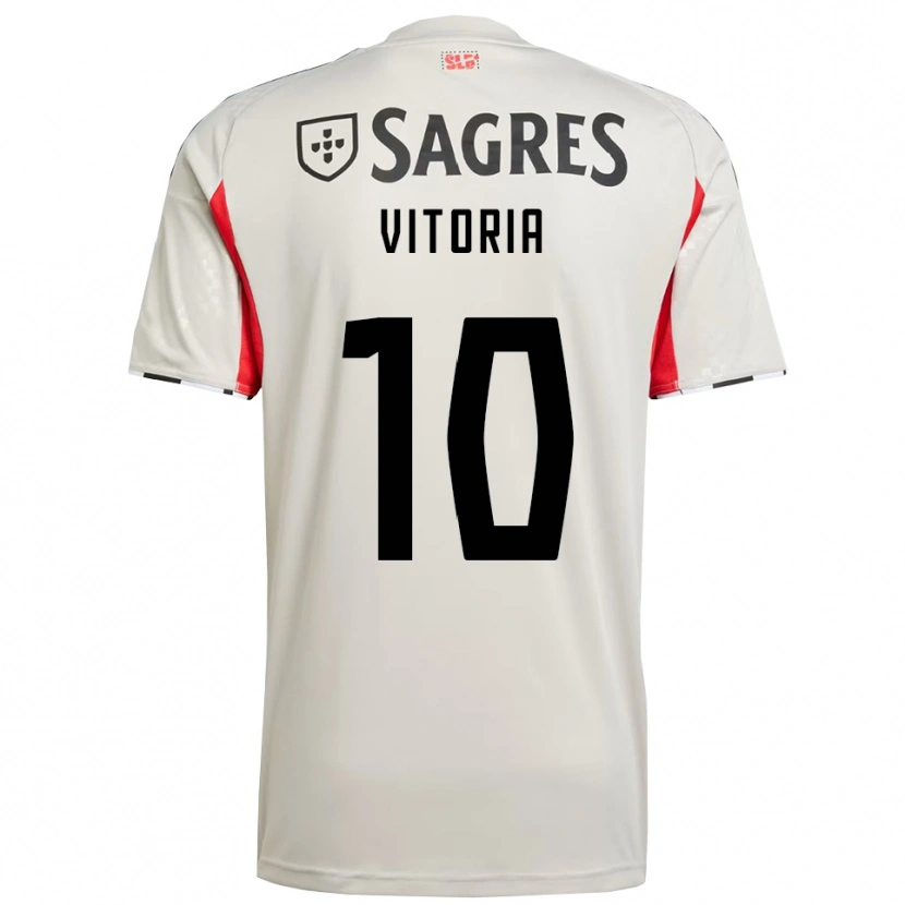 Danxen Bambino Maglia Ana Vitoria #10 Bianco Sporco Rosso Kit Gara Away 2025/26 Maglietta