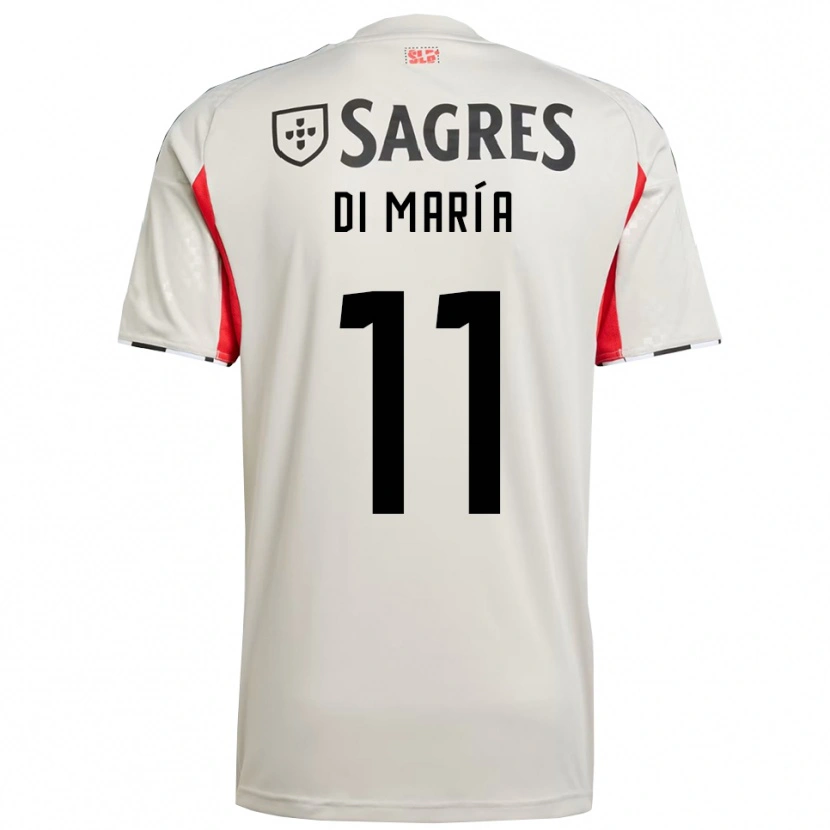Danxen Bambino Maglia Angel Di Maria #11 Bianco Sporco Rosso Kit Gara Away 2025/26 Maglietta