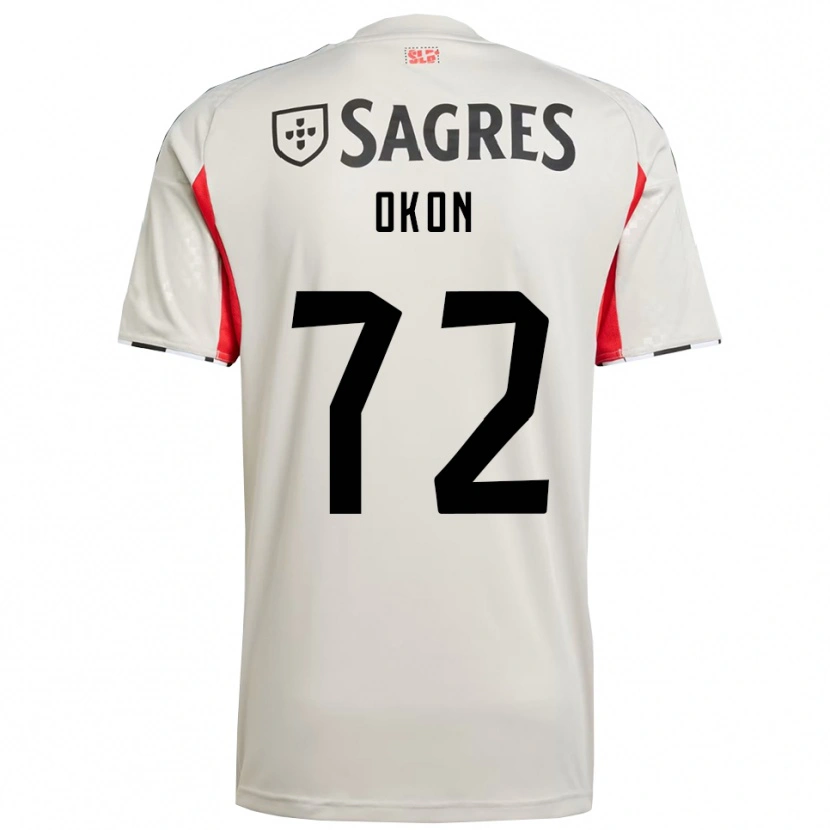 Danxen Bambino Maglia Paul Okon #72 Bianco Sporco Rosso Kit Gara Away 2025/26 Maglietta