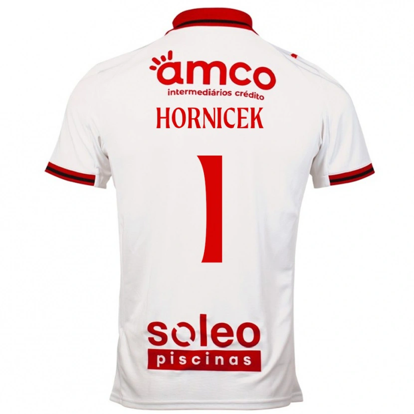 Danxen Bambino Maglia Lukas Hornicek #1 Bianco Rosso Kit Gara Away 2025/26 Maglietta
