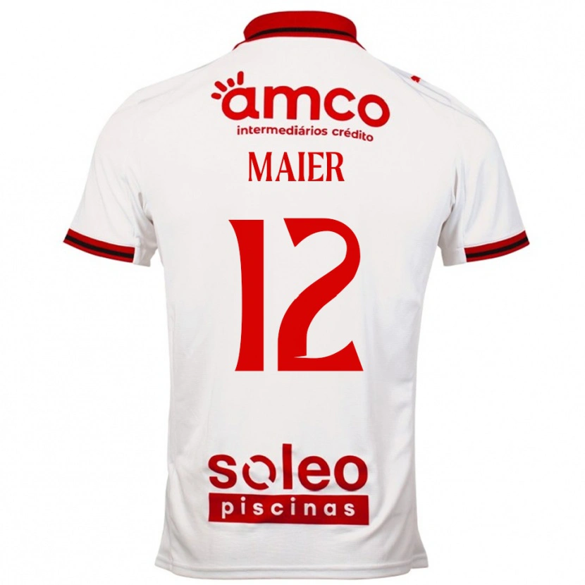 Danxen Bambino Maglia Merse Maier #12 Bianco Rosso Kit Gara Away 2025/26 Maglietta