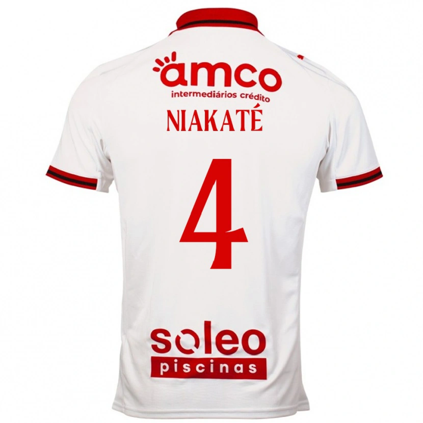 Danxen Bambino Maglia Sikou Niakaté #4 Bianco Rosso Kit Gara Away 2025/26 Maglietta