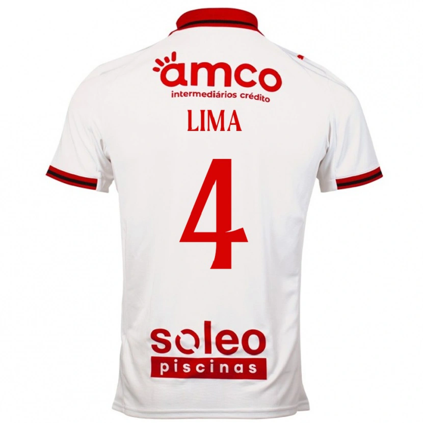 Danxen Bambino Maglia Guilherme Lima #4 Bianco Rosso Kit Gara Away 2025/26 Maglietta