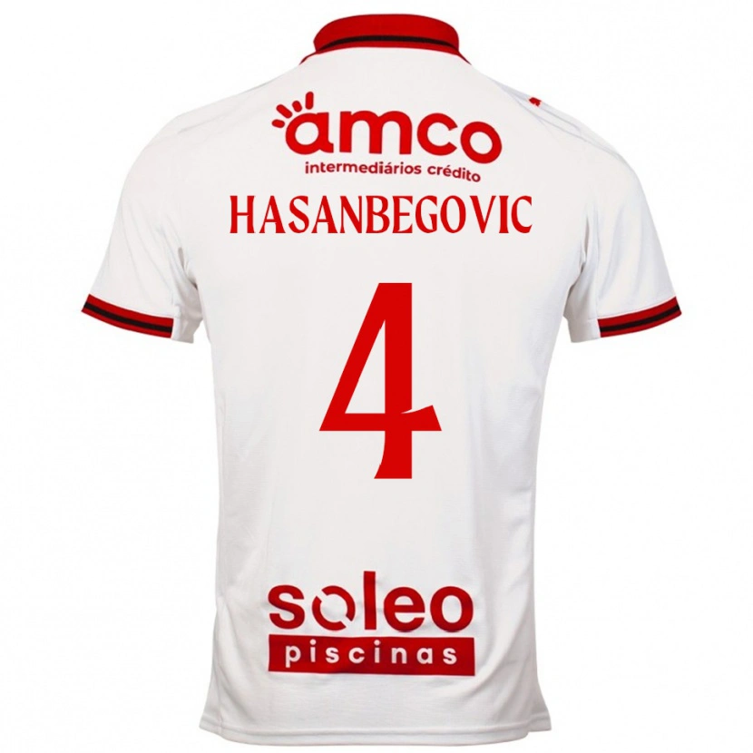 Danxen Bambino Maglia Melisa Hasanbegović #4 Bianco Rosso Kit Gara Away 2025/26 Maglietta