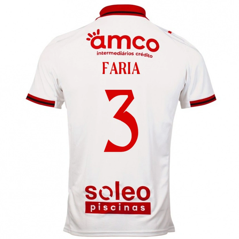Danxen Bambino Maglia Hélder Faria #3 Bianco Rosso Kit Gara Away 2025/26 Maglietta