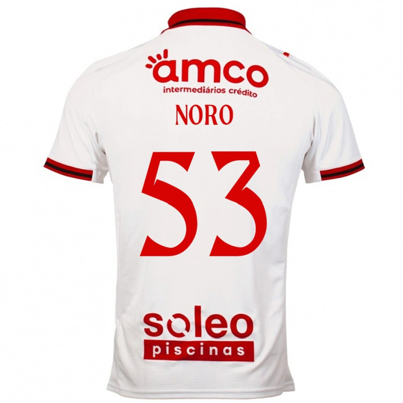 Danxen Bambino Maglia Jonatás Noro #53 Bianco Rosso Kit Gara Away 2025/26 Maglietta