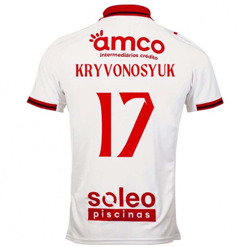 Danxen Bambino Maglia Leonardo Kryvonosyuk #17 Bianco Rosso Kit Gara Away 2025/26 Maglietta
