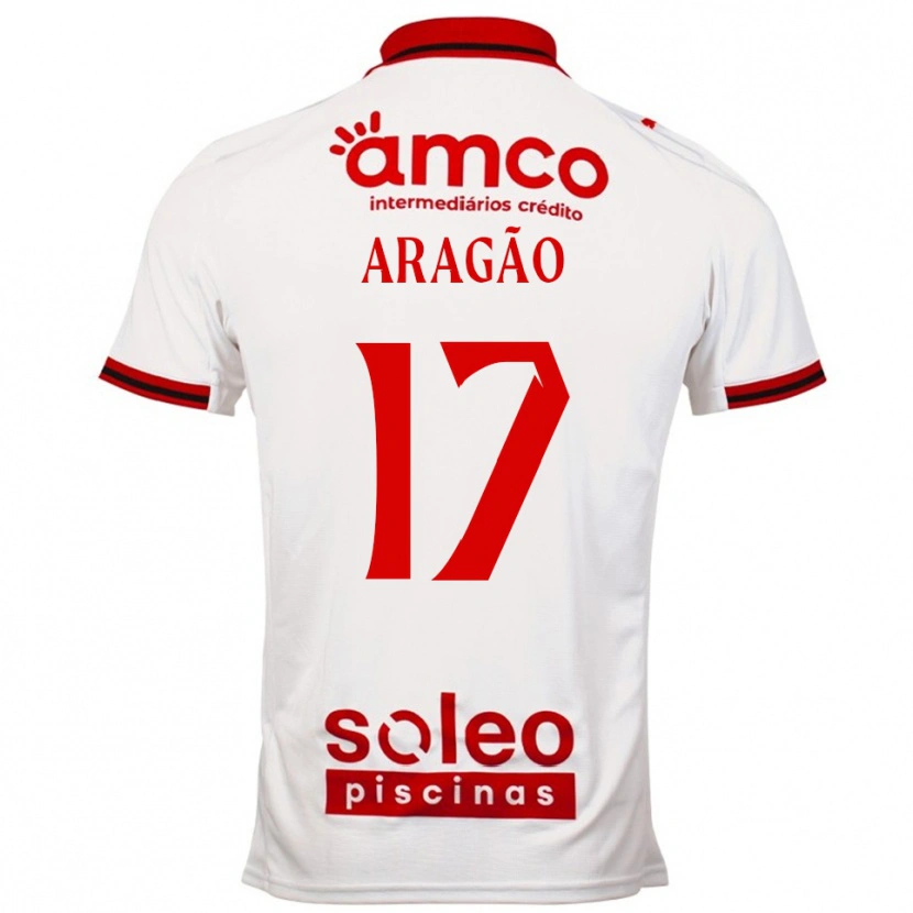 Danxen Bambino Maglia João Aragão #17 Bianco Rosso Kit Gara Away 2025/26 Maglietta