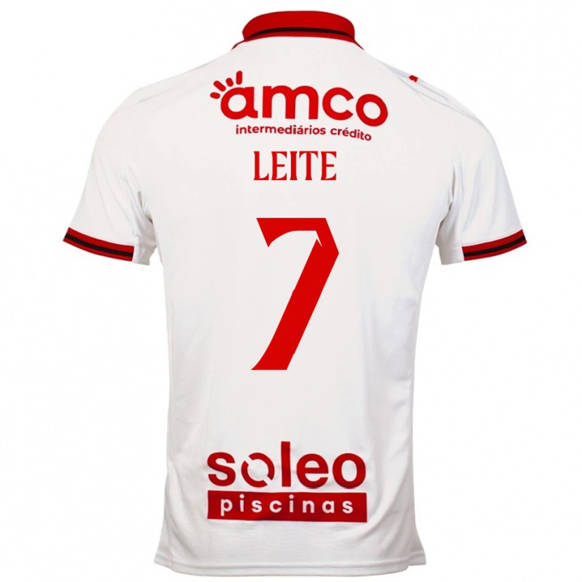 Danxen Bambino Maglia Afonso Leite #7 Bianco Rosso Kit Gara Away 2025/26 Maglietta