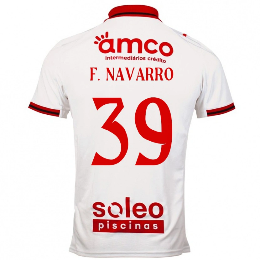Danxen Bambino Maglia Fran Navarro #39 Bianco Rosso Kit Gara Away 2025/26 Maglietta