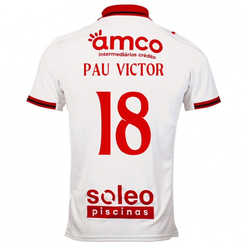 Danxen Bambino Maglia Pau Víctor #18 Bianco Rosso Kit Gara Away 2025/26 Maglietta