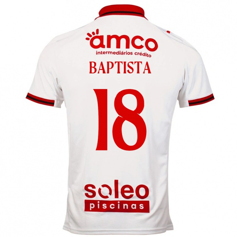 Danxen Bambino Maglia Tiago Baptista #18 Bianco Rosso Kit Gara Away 2025/26 Maglietta