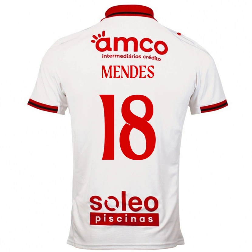 Danxen Bambino Maglia Carolina Mendes #18 Bianco Rosso Kit Gara Away 2025/26 Maglietta
