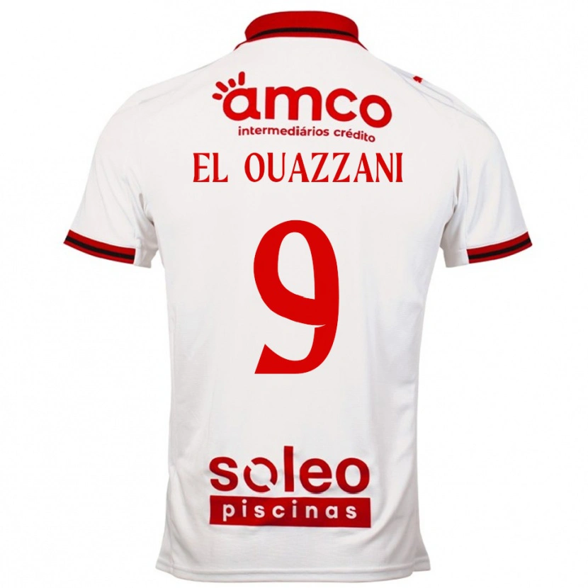 Danxen Bambino Maglia Amine El Ouazzani #9 Bianco Rosso Kit Gara Away 2025/26 Maglietta