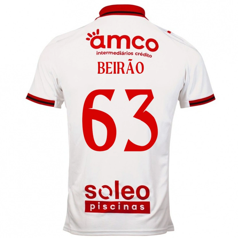 Danxen Bambino Maglia Rodrigo Beirão #63 Bianco Rosso Kit Gara Away 2025/26 Maglietta