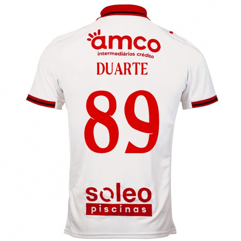 Danxen Bambino Maglia Afonso Duarte #89 Bianco Rosso Kit Gara Away 2025/26 Maglietta
