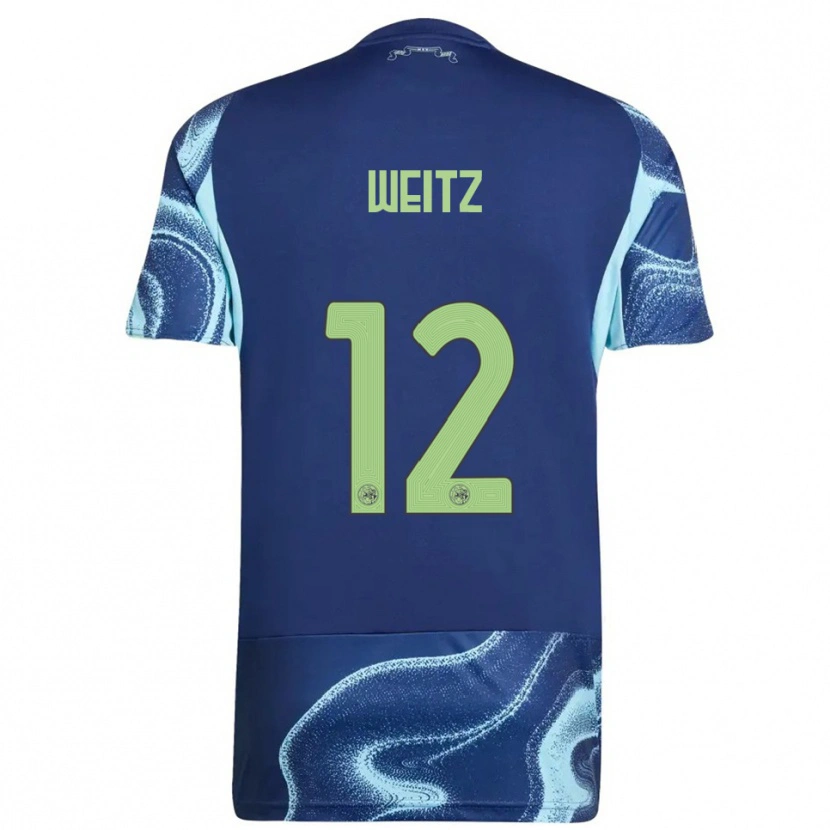 Danxen Bambino Maglia Axel Weitz #12 Navy Azzurro Kit Gara Away 2025/26 Maglietta