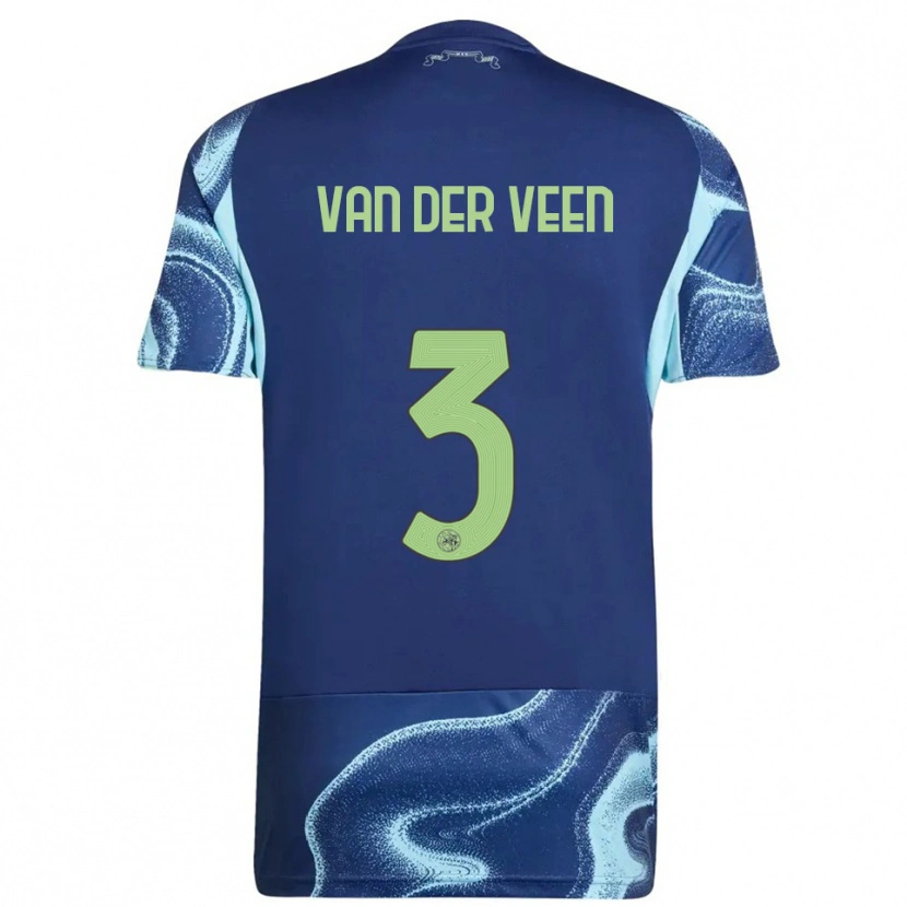 Danxen Bambino Maglia Roos Van Der Veen #3 Navy Azzurro Kit Gara Away 2025/26 Maglietta