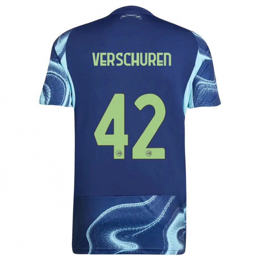 Danxen Bambino Maglia Nick Verschuren #42 Navy Azzurro Kit Gara Away 2025/26 Maglietta