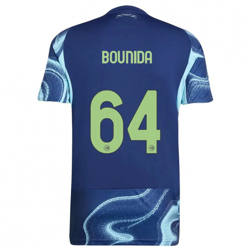 Danxen Bambino Maglia Rayane Bounida #64 Navy Azzurro Kit Gara Away 2025/26 Maglietta
