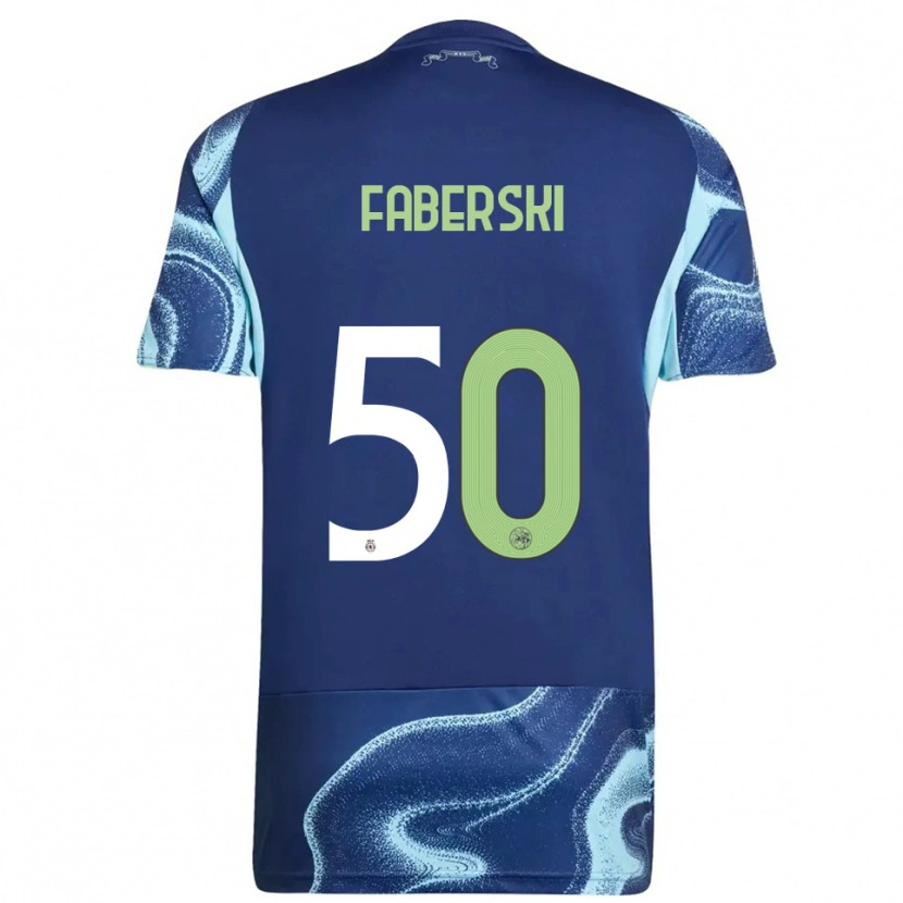 Danxen Bambino Maglia Jan Faberski #50 Navy Azzurro Kit Gara Away 2025/26 Maglietta