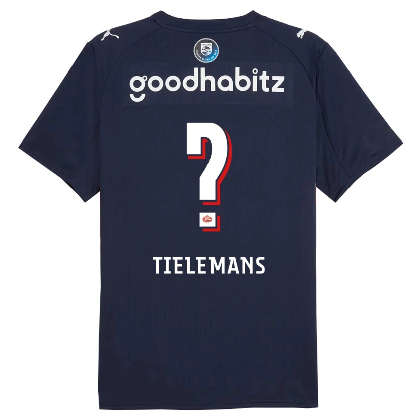 Danxen Bambino Maglia Mathijs Tielemans #0 Navy Bianco Kit Gara Away 2025/26 Maglietta