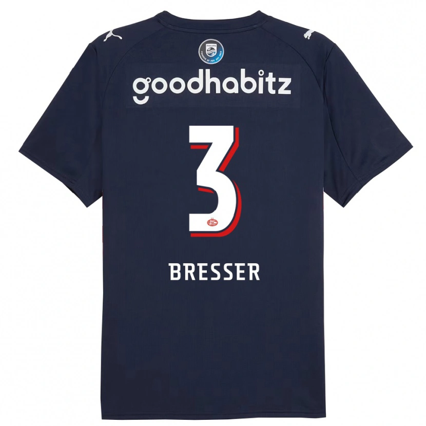 Danxen Bambino Maglia Michael Bresser #3 Navy Bianco Kit Gara Away 2025/26 Maglietta