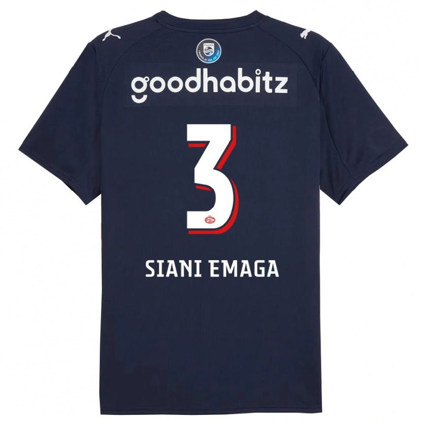 Danxen Bambino Maglia Ezechiel Siani Emaga #3 Navy Bianco Kit Gara Away 2025/26 Maglietta