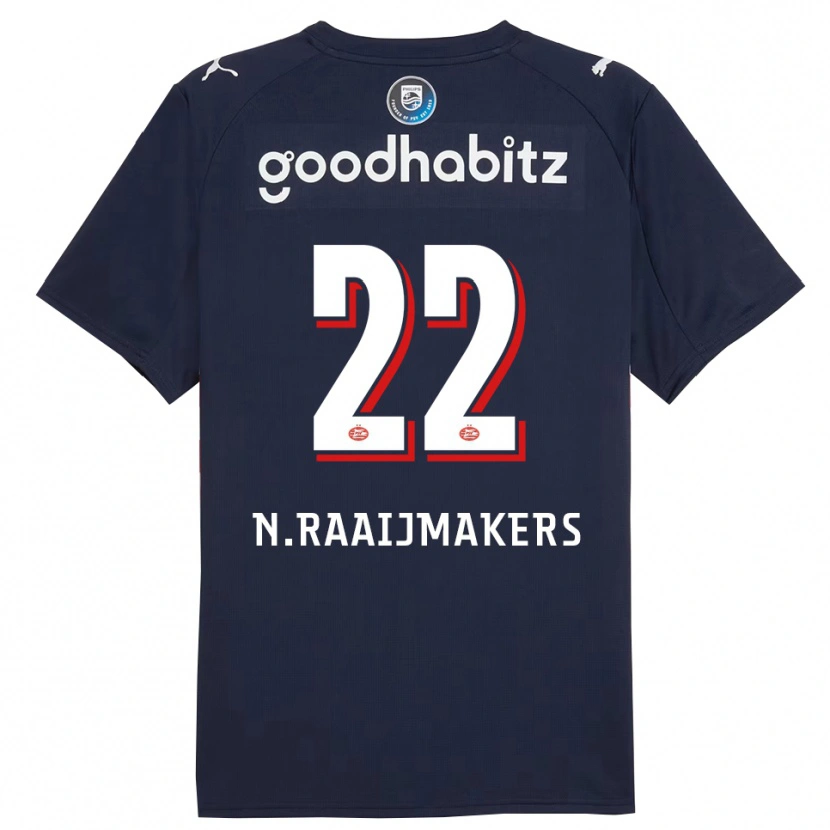 Danxen Bambino Maglia Niels Raaijmakers #22 Navy Bianco Kit Gara Away 2025/26 Maglietta