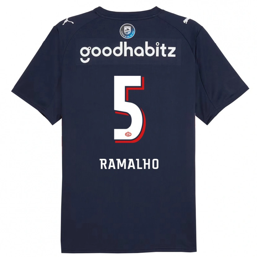 Danxen Bambino Maglia Andre Ramalho #5 Navy Bianco Kit Gara Away 2025/26 Maglietta