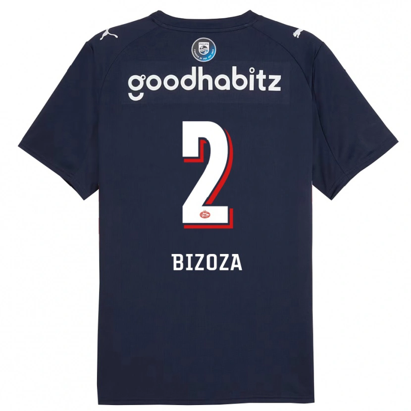 Danxen Bambino Maglia Kevin Bizoza #2 Navy Bianco Kit Gara Away 2025/26 Maglietta