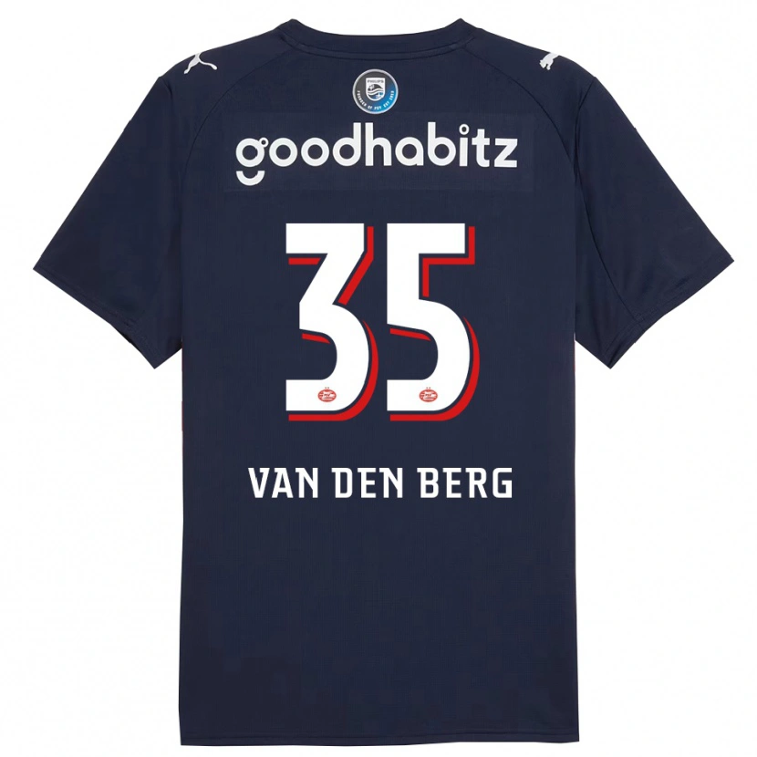 Danxen Bambino Maglia Joel Van Den Berg #35 Navy Bianco Kit Gara Away 2025/26 Maglietta