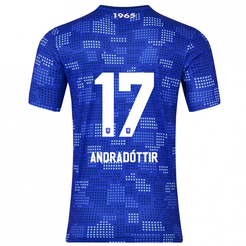 Danxen Bambino Maglia Amanda Andradóttir #17 Blu Azzurro Kit Gara Away 2025/26 Maglietta