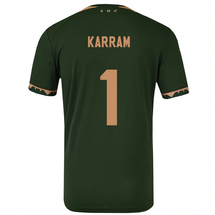 Danxen Bambino Maglia Faris Karram #1 Verde Oro Kit Gara Away 2025/26 Maglietta