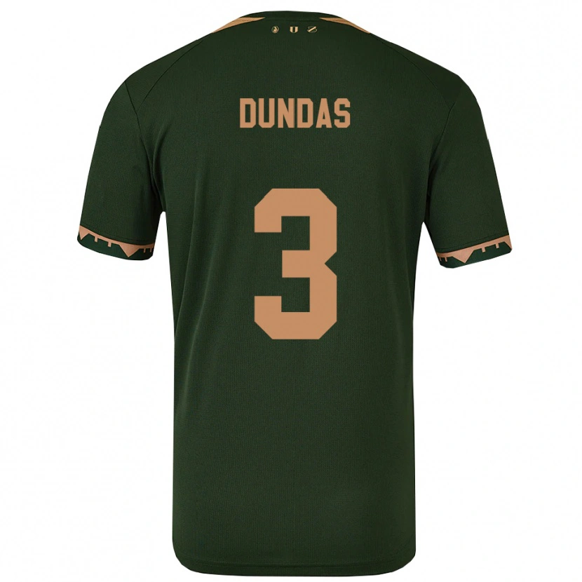 Danxen Bambino Maglia Noa Dundas #3 Verde Oro Kit Gara Away 2025/26 Maglietta