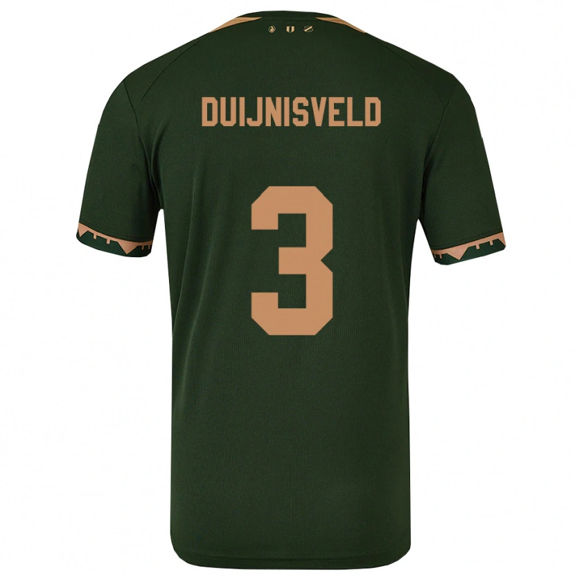Danxen Bambino Maglia Owen Duijnisveld #3 Verde Oro Kit Gara Away 2025/26 Maglietta