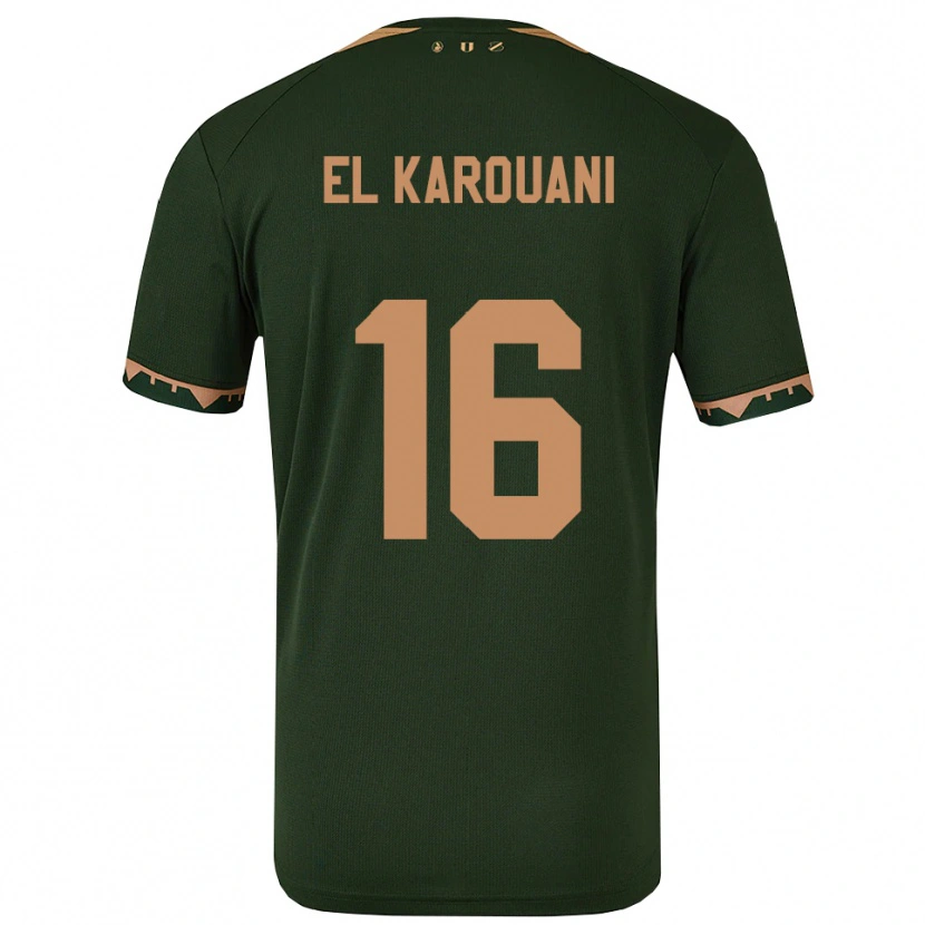 Danxen Bambino Maglia Souffian El Karouani #16 Verde Oro Kit Gara Away 2025/26 Maglietta