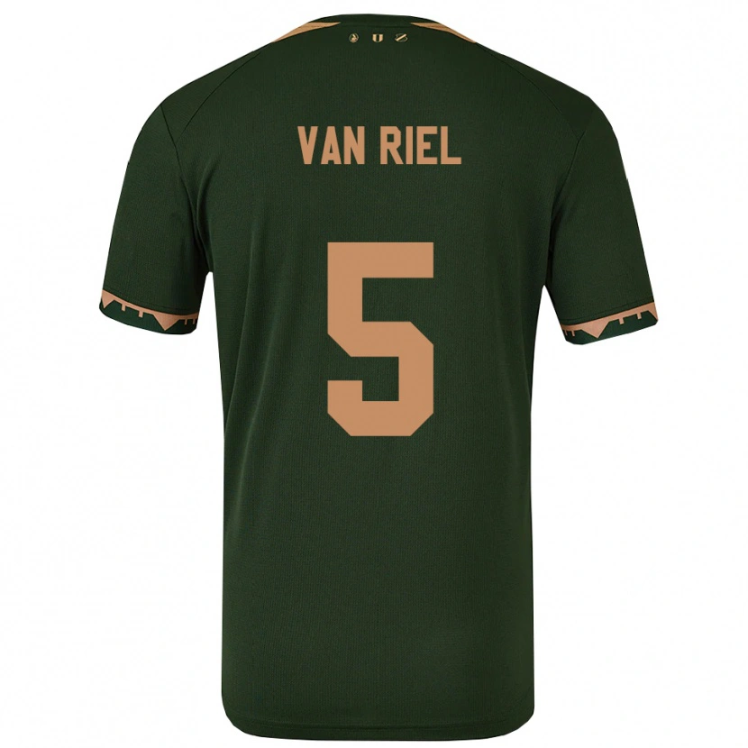 Danxen Bambino Maglia Jesper Van Riel #5 Verde Oro Kit Gara Away 2025/26 Maglietta