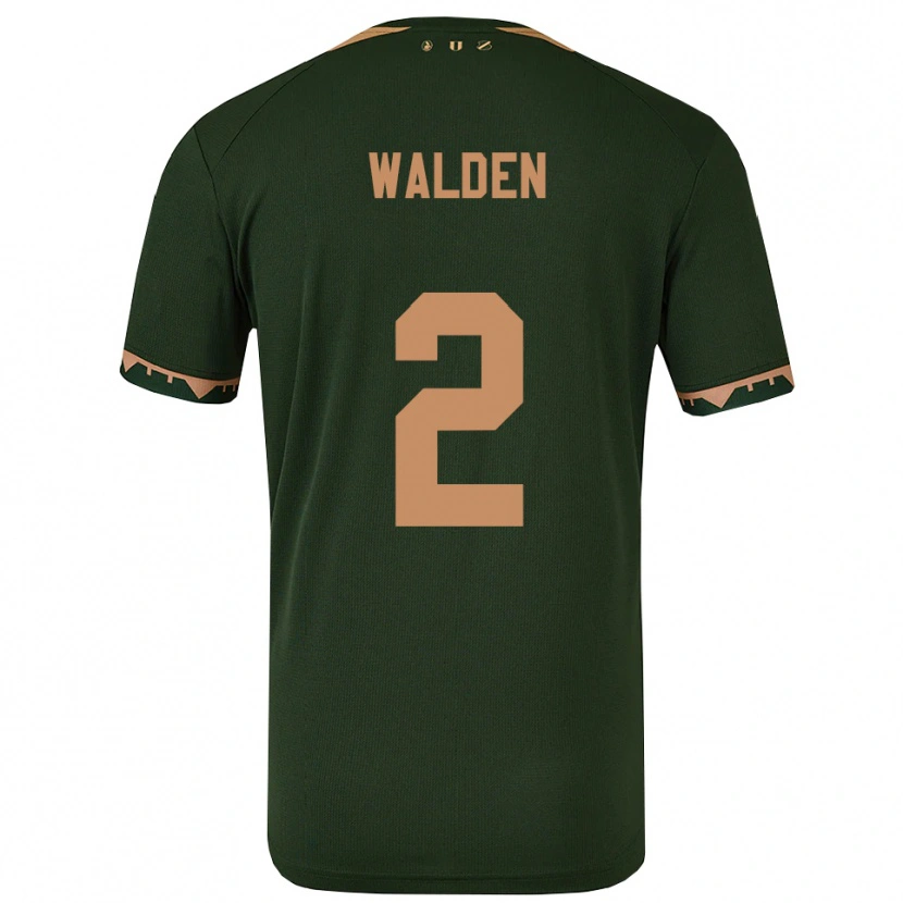 Danxen Bambino Maglia Jaden Walden #2 Verde Oro Kit Gara Away 2025/26 Maglietta