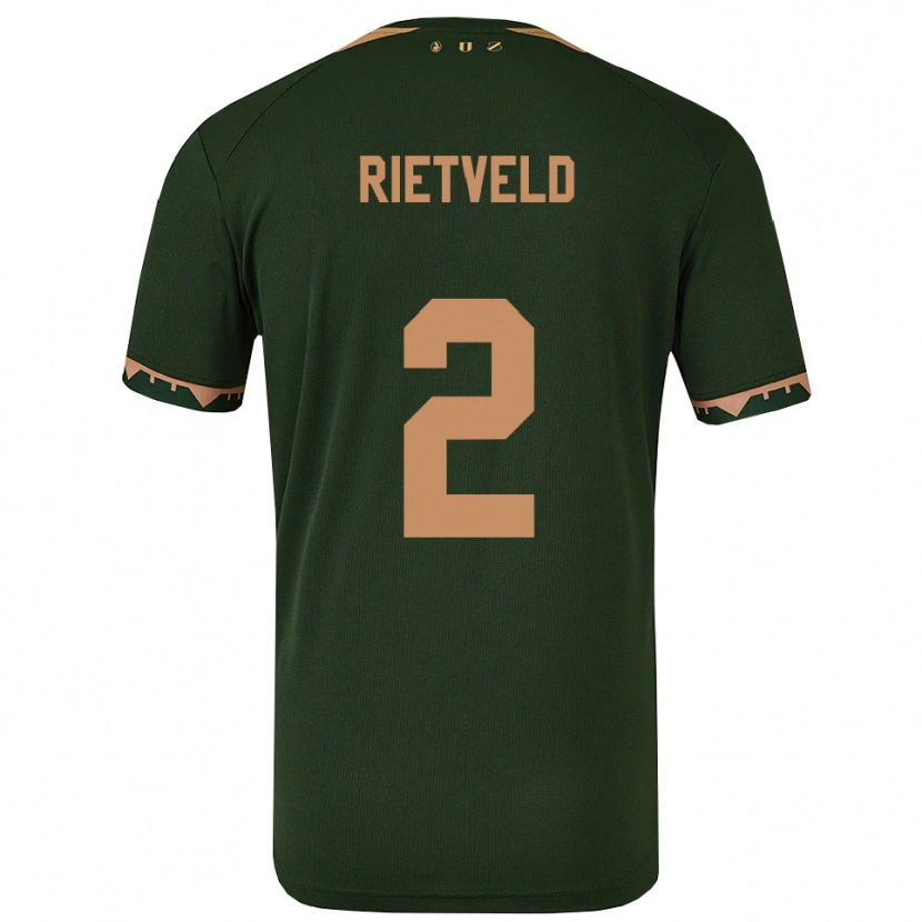 Danxen Bambino Maglia Levi Rietveld #2 Verde Oro Kit Gara Away 2025/26 Maglietta