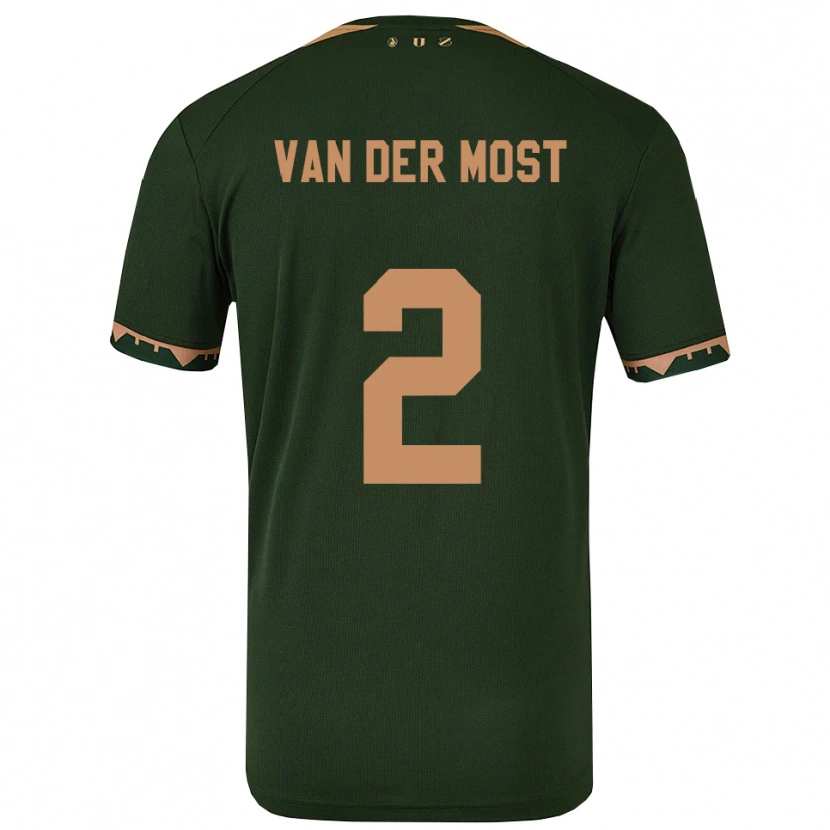 Danxen Bambino Maglia Liza Van Der Most #2 Verde Oro Kit Gara Away 2025/26 Maglietta