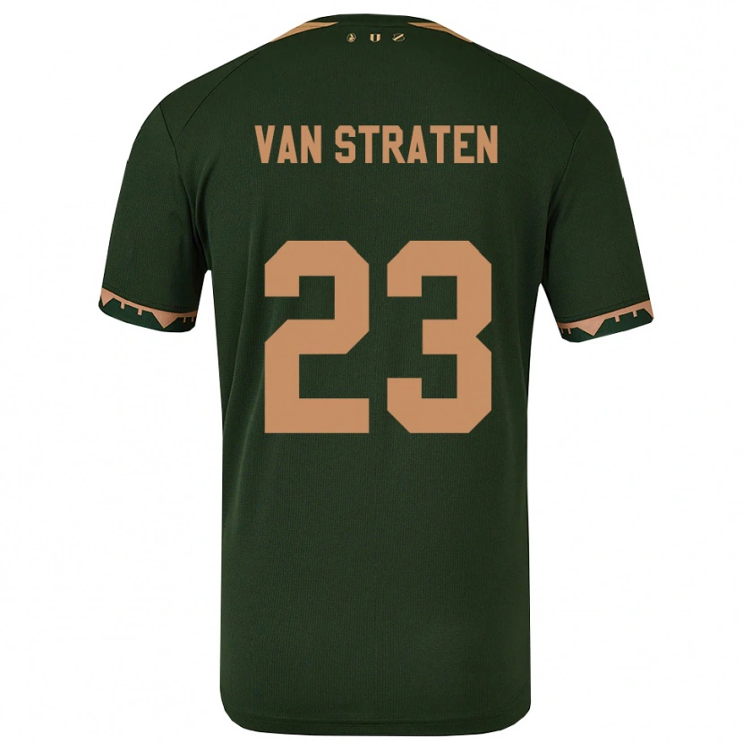 Danxen Bambino Maglia Dieke Van Straten #23 Verde Oro Kit Gara Away 2025/26 Maglietta