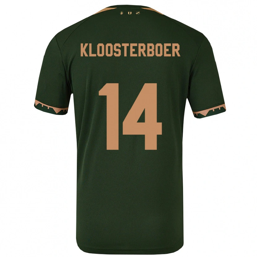 Danxen Bambino Maglia Per Kloosterboer #14 Verde Oro Kit Gara Away 2025/26 Maglietta