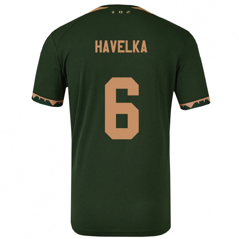 Danxen Bambino Maglia Matyas Havelka #6 Verde Oro Kit Gara Away 2025/26 Maglietta