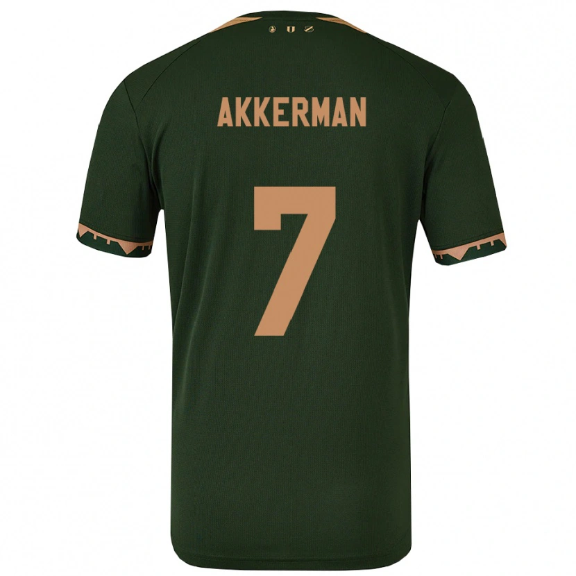 Danxen Bambino Maglia Mees Akkerman #7 Verde Oro Kit Gara Away 2025/26 Maglietta