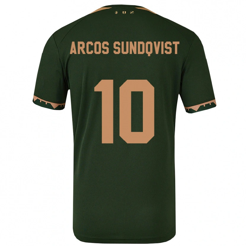 Danxen Bambino Maglia Gustav Arcos Sundqvist #10 Verde Oro Kit Gara Away 2025/26 Maglietta