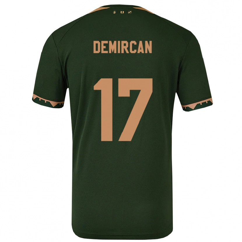 Danxen Bambino Maglia Emirhan Demircan #17 Verde Oro Kit Gara Away 2025/26 Maglietta