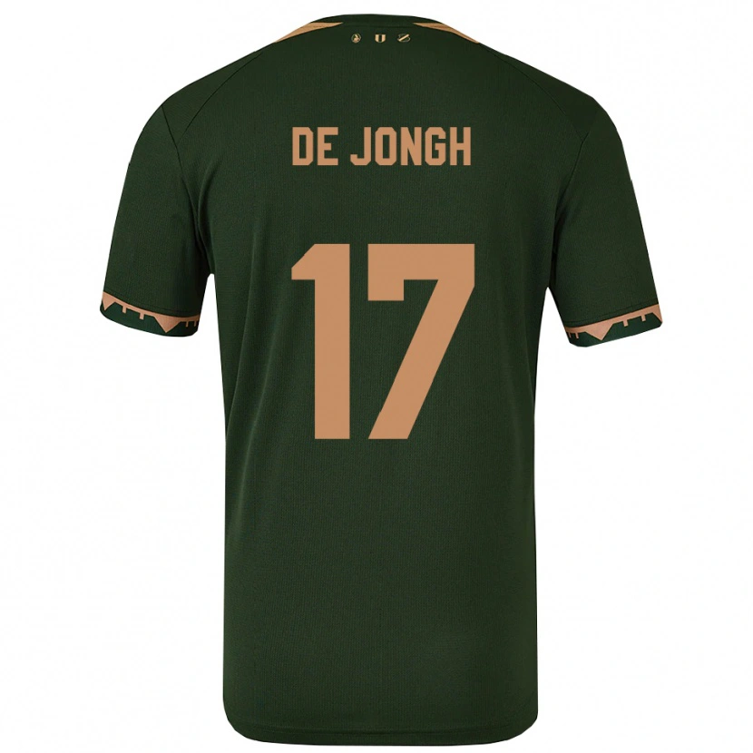 Danxen Bambino Maglia Bryan De Jongh #17 Verde Oro Kit Gara Away 2025/26 Maglietta