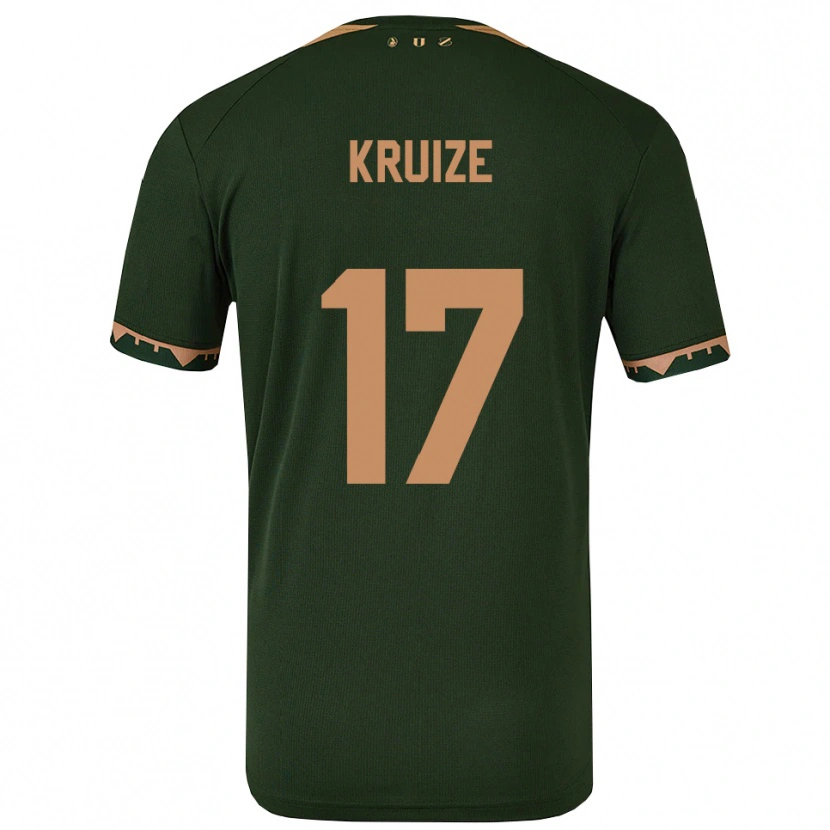 Danxen Bambino Maglia Elisha Kruize #17 Verde Oro Kit Gara Away 2025/26 Maglietta