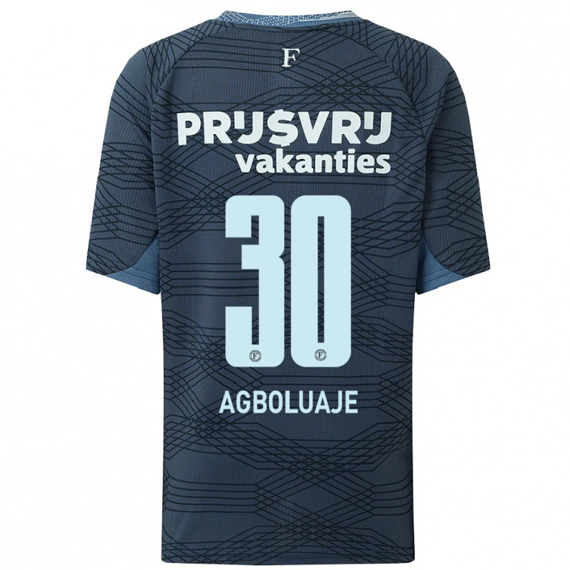 Danxen Bambino Maglia Hakeem Agboluaje #30 Nero Grigio Kit Gara Away 2025/26 Maglietta